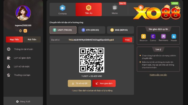 Thương hiệu hỗ trợ cả cách nạp crypto cho người đề cao bảo mật với hệ thống blockchain